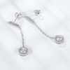 S925 ต่างหูเงินแท้ทรงกลม Brilliant Cut Moissanite Drop Dangle Diamond ต่างหู