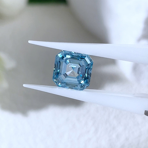 เพชรแฟนซี Blue Asscher Cut CVD Lab Grown Diamond with IGI