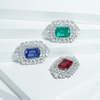 14K White Gold Emerald Cut Lab ปลูกอัญมณีจี้เพชร