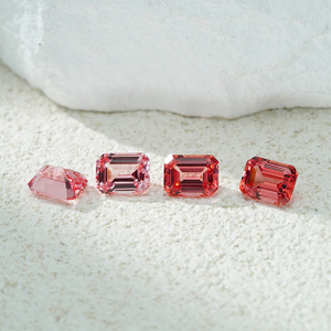 แปดเหลี่ยมมรกตตัดสีชมพู Padparadscha สี Loose Lab Grown Gemstones