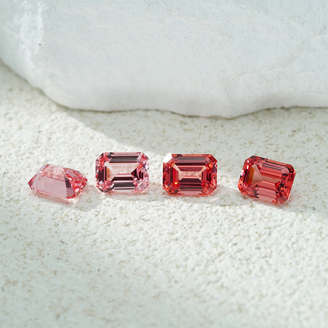 แปดเหลี่ยมมรกตตัดสีชมพู Padparadscha สี Loose Lab Grown Gemstones