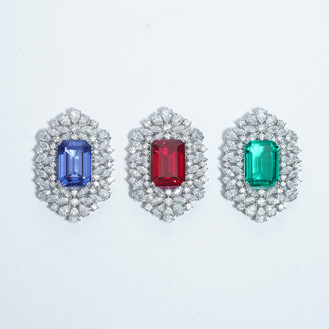 14K White Gold Emerald Cut Lab ปลูกอัญมณีจี้เพชร