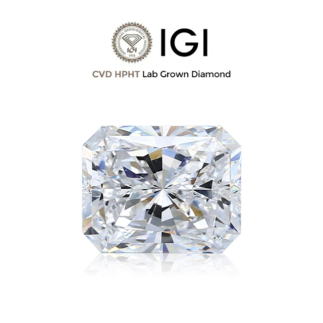 ใบรับรอง IGI Radiant Cut D VS HPHT CVD Lab Grown Diamond