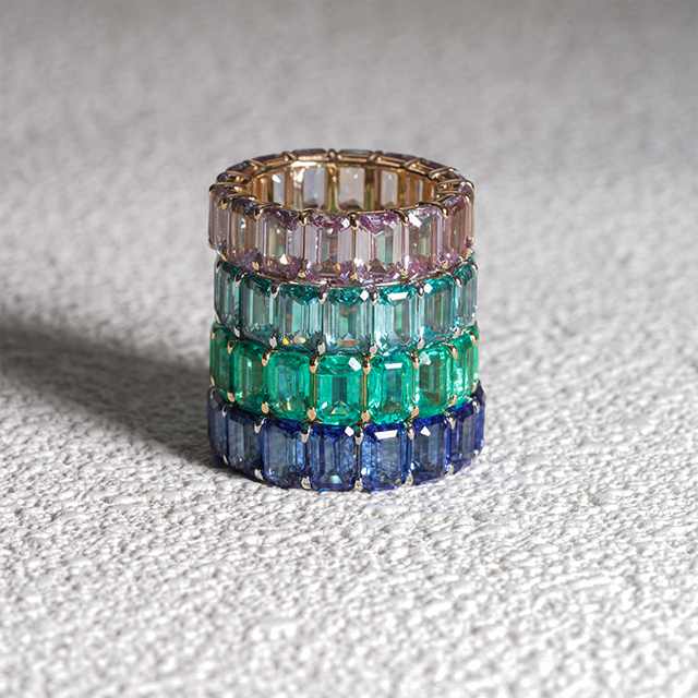 Lab Grown Gemstone Diamond Eternity Rings ทองคำ 14K