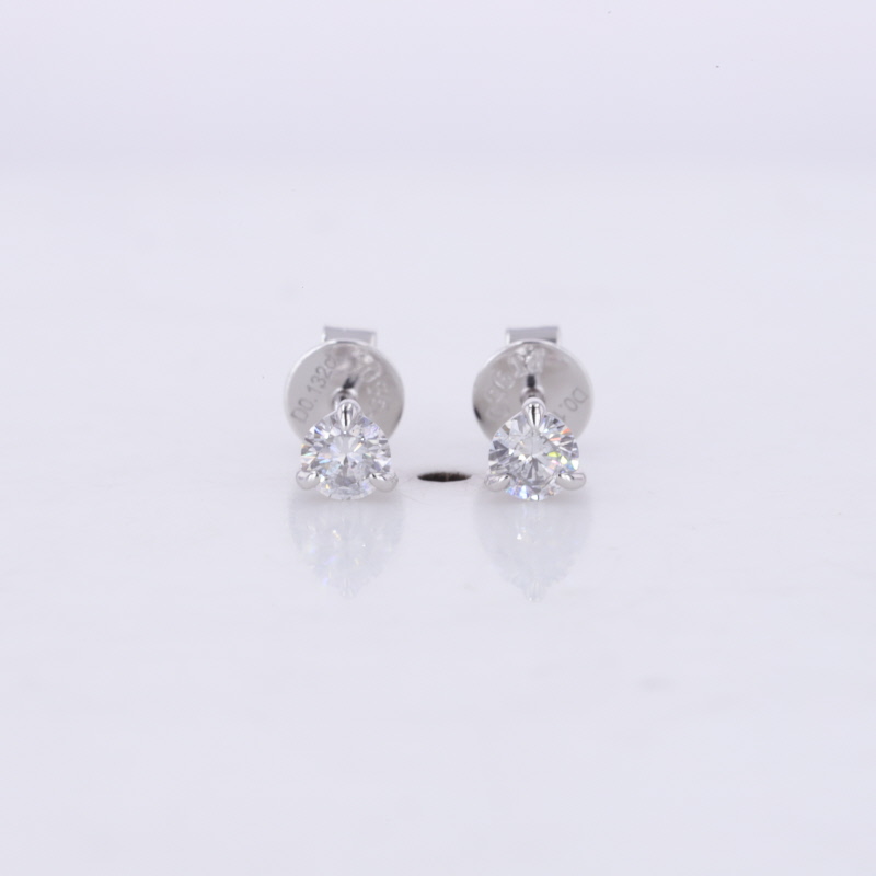 ทองคำขาว 0.3CT TW HPHT Lab Grown Diamond Martini Set ต่างหูสตั๊ด 