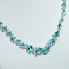 ทองคำขาว 14K Pear Cut Lab Grown Paraiba Sapphire และสร้อยคอเพชรหรูหรา Moissanite